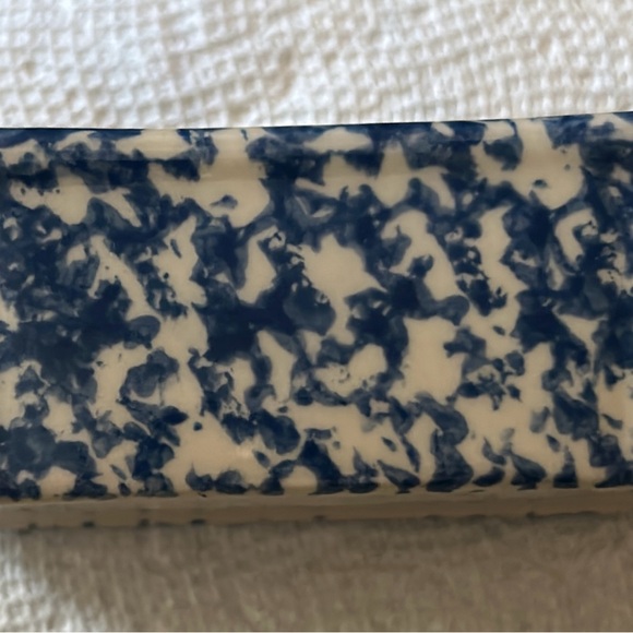 RARE Gerald Henn Workshops Blue Spongeware sugar packet holder / tidbit - Picture 2 of 3